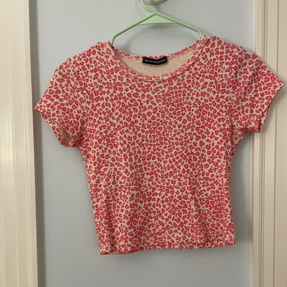 Pink leopard brandy Melville crop top